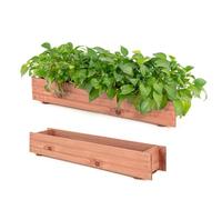 GOPLUS Jardinera de madera, jardinera con 2 agujeros de drenaje, jardinera para jardín y balcón, 91,5 x 18 x 16 cm