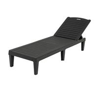 GOPLUS Juego de 2 Tumbonas Jardin Exterior de PP Impermeable, con Respaldo Ajustable en 5 Posiciones, Somier de Listones, Asas y Pies Antideslizantes, Tumbona para Terraza Playa Piscina (Negro)