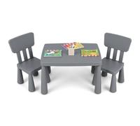 GOPLUS Juego de Mesa y Sillas para Niños de 1-7 Años, Conjunto de Mesa y Silla Infantil, Mueble para Bebé Pupitres de Juego Actividad Estudio, Estilo Sencillo, Carga 50 KG (Gris)