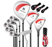 GOPLUS Juego de Palos de Golf para Mujer, Juego de Golf Incl. 460cc 1# Driver de aleación, 3# Madera de Calle, 4# híbrido, 6-9# hierros, 1 Putter y Bolsa de pie (Rojo,126x24.5x24.5 cm)