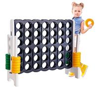 GOPLUS Juegos de Potencia 4 Gigantes, Juego de Estrategia en Raya con 42 Anillos Gigantes y Dispositivo para Reinicio Rápido, para Niños y Entretenimiento en Kindergarten (Azul)