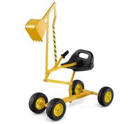 GOPLUS Juguete Excavadora para Niños, Juguete Construcción Infantil con Asiento Giratorio 360°, 2 Brazos y 4 Ruedas Antideslizantes, Mango de Goma, Arena Tierra Nieve, para Niños de 3+Años (Amarillo)