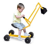 GOPLUS Juguete Pala de Arena para Niños, Juguete para Cavar Arena para la Playa Pala con Asiento Giratorio de 360 Grados, 2 Brazos y 4 Ruedas Antideslizantes para Niños de 4 a 12 Años