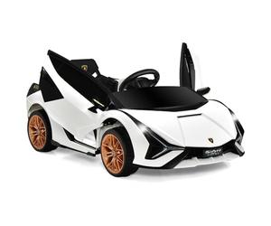 GOPLUS Lamborghini Coche Eléctrico 12V para Niño de 3-8 Años, Coche de Batería con Control Remoto, Vehículo Eléctrico con MP3 USB Bluetooth Música, 3-5km/h, Adelante y Atrás, Carga Máxima 25KG, Blanco