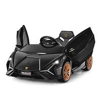 GOPLUS Lamborghini Coche Eléctrico 12V para Niños de 3-8 Años, Coche de Batería con Control Remoto, Vehículo Eléctrico con MP3 USB Bluetooth Música, 3-5km/h, Adelante y Atrás, Carga Máxima 25KG, Negro