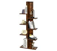 GOPLUS Librería en Forma de Árbol de 8 Niveles, Estantería de Exhibición Independiente para Libros, Plantas, CDs, Estante de Almacenamiento Multiuso para Salón Dormitorio Oficina, 50x20x141cm (Marrón)