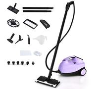 GOPLUS - Limpiador de vapor, 19 accesorios, presión 4 bar, potencia 2000 W, con depósito de agua, 1,5 L, escoba vapor, para alfombras, ventanas, vidrio y cortina, viiolet