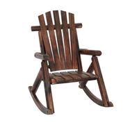GOPLUS Mecedora Cómoda, Silla Mecedora Ergonómica, Silla Balancín de Madera con Respaldo Alto y Reposabrazos, Asiento de Listones, Estructura de Pino y Abeto, Adecuada para Interior y Exterior