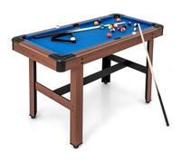 GOPLUS Mesa de Billar Americano 122 cm de Madera Para Adultos y Niños, 16 Bolas, 2 Tacos, 2 Tizas, Triángulo, Cepillo - Para Casa, Juego Familiar, Bar (Azul)