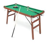 GOPLUS Mesa de Billar Plegable para Infantil y Adultos, 138 x 67 x 79.5 cm, con Patas Plegables y Ajustables, Esquinas Protegidas de Piel, 2 Colas, 2 Tizas, 16 Bolas, Triángulo, Cepillo, para Niños