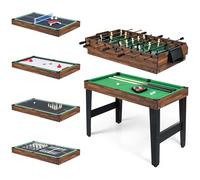 GOPLUS Mesa de Juegos 10 en 1, Mesa Multifuncional con Futbolín, Hockey de Aire, Billar, Ping Pong, Shuffleboard, Bolos, Ajedrez, Damas, Backgammon, Set Apilable para Hogar, Oficina, Bar