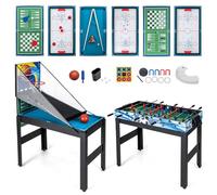 GOPLUS Mesa Multijuegos Convertible 14 en 1 con Futbolín, Mesa Multifuncional con Billar, Air Hockey, Ping Pong, Baloncesto, Shuffleboard, Ajedrez, Juegos Combinada para Fiesta Bar Hogar(Negro)