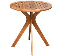 GOPLUS Mesa redonda jardín exterior de madera acacia φ70 cm con patas de cruz, mesa de servicio de balcón estilo moderno y sencillo para patio, patio, patio, altura 76 cm, carga 50 kg