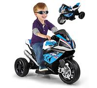 GOPLUS Moto Electrica para Niños de 3 a 8 Años con Batería 6V, Motocicleta Eléctrica con Luz Música Bocina, Velocidad 3 KM/H, 2 Ruedas, Vehículos Eléctrica de Carga Máxima 30 KG, 42×82,5×54 CM, Azul