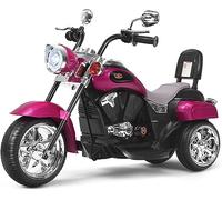 GOPLUS Moto Electrica para Niños de 3+ Años con Batería 6V, Motocicleta Eléctrica con Luz Música, Velocidad 2,5-3 KM/H, 3 Ruedas, Vehículos Eléctrica de Carga Máxima 30 KG, 91×48×64 CM, Rosa Oscuro