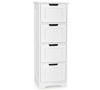 GOPLUS Mueble de baño con cajones, mueble de baño con asas curvas, mueble de baño para sala de estar, baño, blanco, 30 × 30 × 83 cm