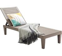 GOPLUS Muebles de Exterior de 2 Piezas, Tumbona Plegable en 5 Posiciones, 190 x 57,5 x 29 - 84,5 cm, 2M Sombrilla Paja de PP con 8 Varillas para Piscina, jardín (Marrón, 1 Tumbon 1 Sombrilla)