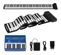 GOPLUS Piano Digital Enrollable, Teclado Plegable de 88 Teclas con 128 Ritmos y Sonidos, 14 Demostraciones, Interfaz MP3/USB/MIDI, Conexión Inalámbrica, Pedal de Sustain, para Principiantes