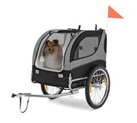 GOPLUS Remolque de Bicicleta para Perro, Carrito de Transporte con Bandera, 8 Reflectores de Ruedas de liberación rápida, ideal para perros y animales de tamaño mediano, carga 40 kg, rojo (Gris)