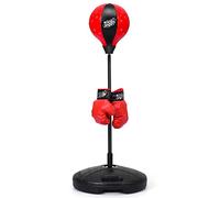 GOPLUS Saco de Boxeo con Altura Ajustable 81-123,5 cm, Juego de Boxeo con Guantes de Boxeo, Bomba y Base Rellenable, Set de Boxeo para Niños 3 Años+, Adolescentes (Rojo)