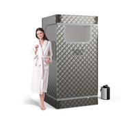 GOPLUS Sauna de Tamaño Completo, Kit de Relajación Personal con Silla Plegable, Generador de Vapor de 3L, Caja de Sauna para 1 Persona, Sauna de Vapor Portátil, 91 x 91 x 183 cm (Plata Gris)