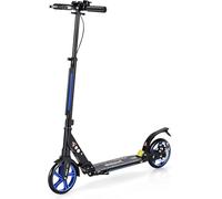 GOPLUS Scooter Plegable con Doble Freno, Patinete con Manillar Ajustable (86,5-101 cm), Sistema de Absorción de Impactos para Adultos, 8+ Años, Carga hasta 100 kg (Azul)