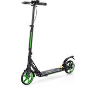 GOPLUS Scooter Plegable con Doble Freno, Patinete con Manillar Ajustable (86,5-101 cm), Sistema de Absorción de Impactos para Adultos, 8+ Años, Carga hasta 100 kg (Verde)