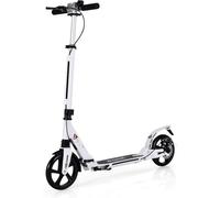 GOPLUS Scooter Plegable con Doble Freno, Patinete con Manillar Ajustable (86,5-101 cm), Sistema de Absorción de Impactos para Adultos, 8+ Años, Carga hasta 100 kg (Blanco)