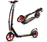 GOPLUS Scooter Plegable con Doble Freno, Patinete con Manillar Ajustable (86,5-101 cm), Sistema de Absorción de Impactos para Adultos, 8+ Años, Carga hasta 100 kg (Negro)