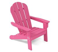 GOPLUS Silla Adirondack para Niños, Silla de Ocio de HDPE para Todo Tiempo con Asiento Ancho, Respaldo, Apoyabrazos, Ángulo de Elevación de 105°, Sillón de Exterior Infantil para 3-8 Años (Rosa)