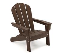 GOPLUS Silla Adirondack para Niños, Silla de Ocio de HDPE para Todo Tiempo con Asiento Ancho, Respaldo, Apoyabrazos, Ángulo de Elevación de 105°, Sillón de Exterior Infantil para 3-8 Años (Marrón)