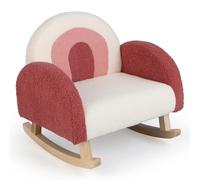 GOPLUS - Silla mecedora infantil, sillón de terciopelo de peluche con patas de madera maciza, bonita mecedora acolchada para habitación infantil, sala de juegos, regalo para niños y niñas