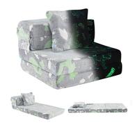 GOPLUS Sofá Cama 3 en 1 para Niños, Sofá Convertible con Cojín de Esponja y Funda Extraíble, Brilla en la Oscuridad, Sillón Plegable para Salón y Sala de Juegos, para Niños de 3+ Años (Gris)