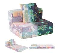 GOPLUS Sofá Cama 3 en 1 para Niños, Sofá Convertible con Cojín de Esponja y Funda Extraíble, Brilla en la Oscuridad, Sillón Plegable para Salón y Sala de Juegos, para Niños de 3+ Años (Rosa)