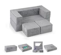 GOPLUS Sofá Modular para Niños, Sofá Infantil con Reposabrazos, Cama Plegable con Funda Lavable, Set de Sofá Convertible de Peluche para Niños y Niñas, Ideal para Sala de Estar, Sala de Juegos