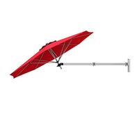 GOPLUS Sombrilla de Pared Ø250 cm, Parasol Ajustable para Exterior, Paraguas Plegable y Inclinable, Sombrilla Impermeable con Protección Solar, para Jardín, Terraza, Patio, Balcón (Rojo)