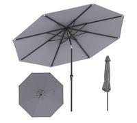 GOPLUS Sombrilla Jardín Exterior sin Base, Parasol Inclinable con Manivela, Ajustable en 25°, 8 Varillas, Protección Solar, Parasol para Jardín Playa Piscina (Gris, 300x300x253 cm)