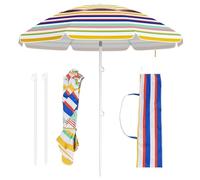 GOPLUS Sombrilla Playa, Parasol Exterior Plegable con Protección UV, Ventilación, Antiviento y Bolsa de Transporte (Arcoíris-2, φ200 cm)