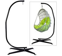GOPLUS - Soporte de hamaca de carga máxima de 150 kg de acero resistente con gancho con función versátil, 111 x 84 x 207 cm, en forma C, color negro