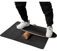 GOPLUS Tabla de Equilibrio de Madera con Rodillo de Corcho y Alfombra de Fieltro Antideslizante, Tabla de Surf Interior, Mejora la Fuerza del Tronco, Balance Board Carga Máxima 100 kg (Negro)