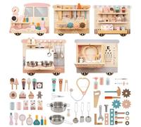 GOPLUS Tablero de Actividades en Forma de Tren, Tabla Montessori, Panel Sensorial de Pared con 5 Paneles, 63 Accesorios, Juego Educativo para Niños de 3 Años, Guardería, Sala de Juegos