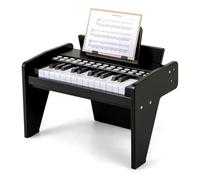 GOPLUS Teclado de Piano de Madera para Niños, Piano Digital de 25 Teclas con Atril, Modo de Enseñanza, Volumen/Velocidad Ajustables, 6 Instrumentos, 8 Percusiones, 3+ Años (Negro)