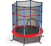 GOPLUS Trampolín Infantil Ø165 cm con Red de Protección, Cama Elástica para Niños Exterior Interior Antideslizante, Trampolin para Jardín Capacidad de Carga 135 kg, Azul