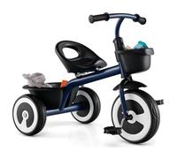 GOPLUS Triciclo para Niños de 2-5 Años, Bicicleta de Aprendizaje con Asiento Ajustable en 2 Niveles, Triciclo de 3 Ruedas con Pedales, Almacenaje Delante y Atrás, Capacidad de Peso 25 kg (Azul)
