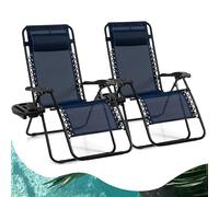 Goplus Zero Gravity - Sillas reclinables Plegables Ajustables de 160° con Almohada y portavasos, cómodas sillas de Descanso para Exteriores de 350 Libras para Patio, césped, Patio y Campamento (Juego