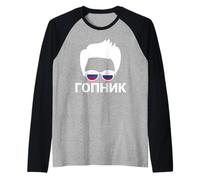 Gopnik Rusia Calle Gángster Silueta Divertido Ruso Jerga Camiseta Manga Raglan