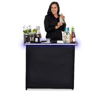 GoPong GoBar Mesa de bar portátil, estación móvil de camarero para eventos, incluye funda de transporte, estándar o LED, color negro