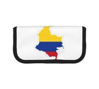 gopoo Bonito estuche de lona con mapa de la bandera de Colombia, almacenamiento organizado para viajes y uso diario, estuche de maquillaje