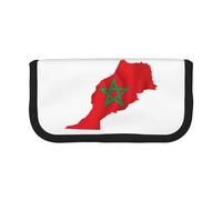 gopoo Bonito estuche de lona con mapa de la bandera de Marruecos, almacenamiento organizado para viajes y uso diario, estuche de maquillaje