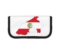 gopoo Bonito estuche de lona para lápices, diseño de mapa de la bandera de Perú, almacenamiento organizado para viajes y uso diario, estuche de maquillaje